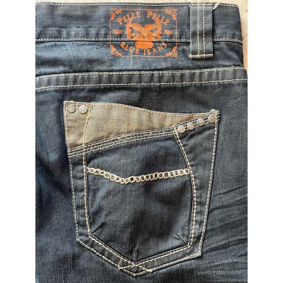Rare Vintage Pelle Pelle Jeans Size Tag 42x34 Wide Leg Dark Wash Denim Hip Hop - Picture 3 of 8